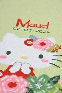 Counted Cross Stich Kit with Hoop ~ Hello Kitty Green Floral