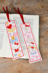 Counted Cross Stitch Kit Bookmark ~ Hello Kitty Doodle Heart Set of 2
