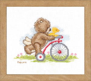 Counted Cross Stitch Kit ~ Popcorn on Bicycle