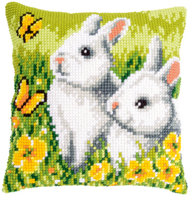 Cushion Cross Stitch Kit ~ Rabbits and Butterflies
