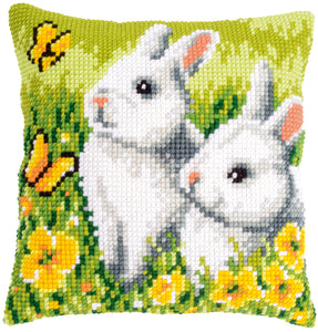 Cushion Cross Stitch Kit ~ Rabbits and Butterflies