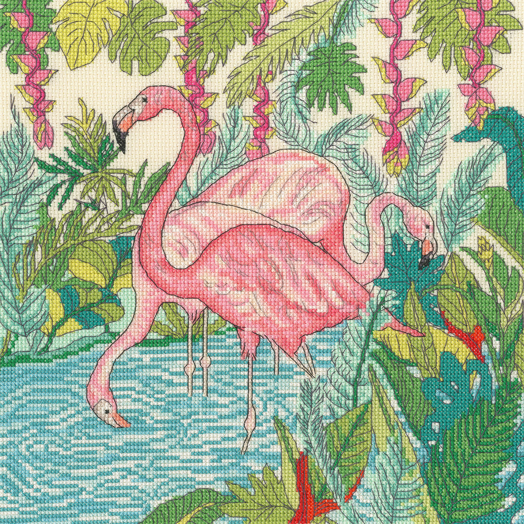 Fern Garden (Flamingos) - Cross Stitch Kit