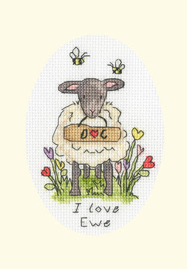 I Love Ewe Cross Stitch Kit - Greetings Card
