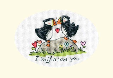 I Puffin Love You Cross Stitch Kit - Greetings Card - Bothy Threads