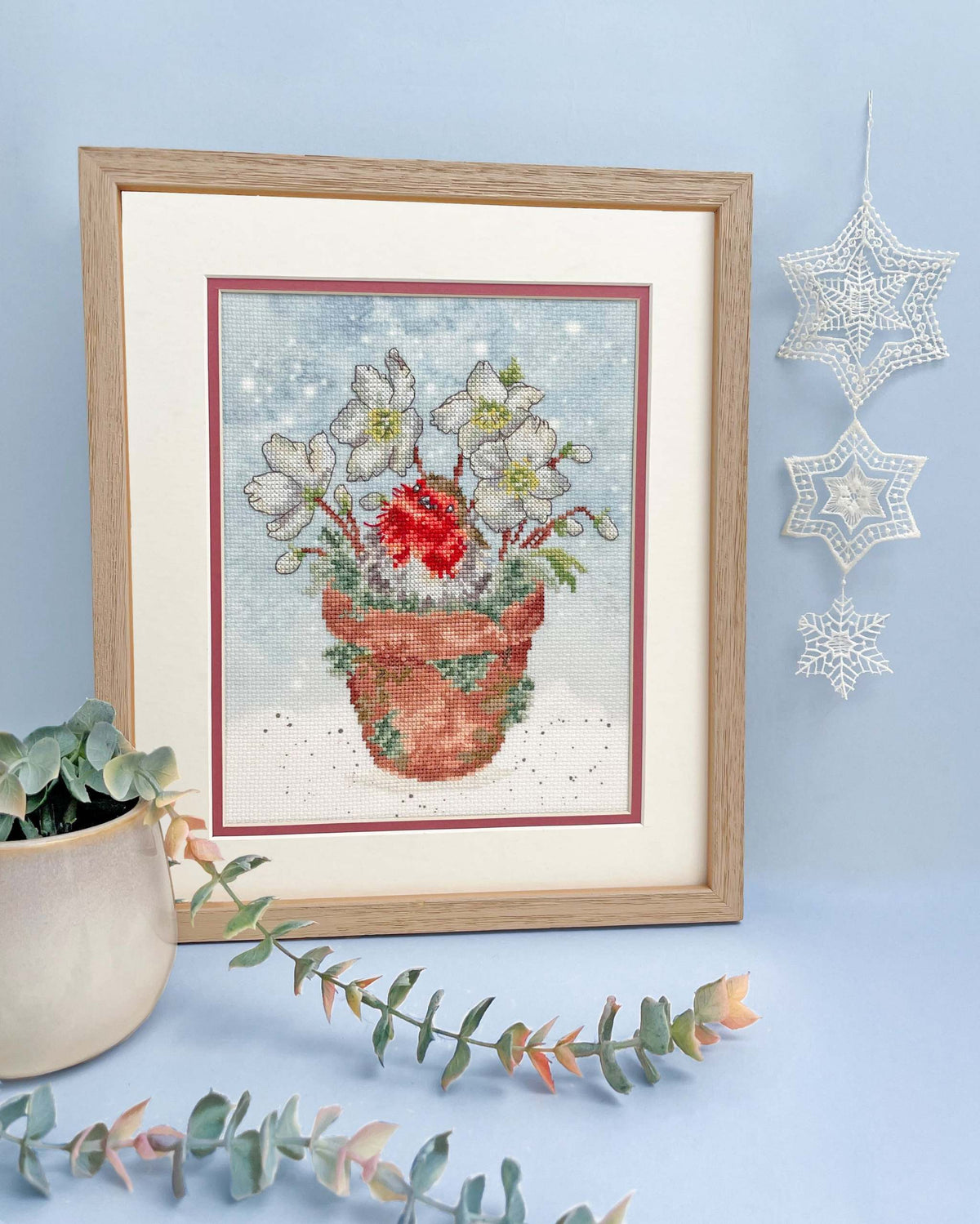 Season's Tweetings Cross Stitch Kit with 14 count Aida and stitch instructions