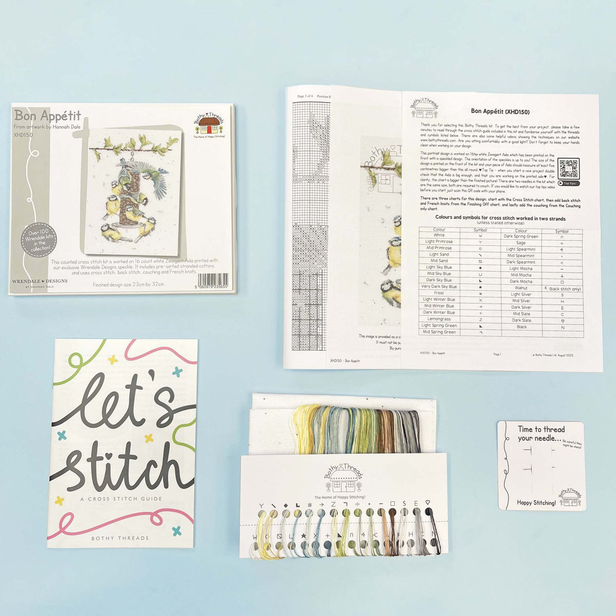 Bon Appétit Cross Stitch Kit with Wrendale Designs on 16 count Aida canvas including cottons and needle
