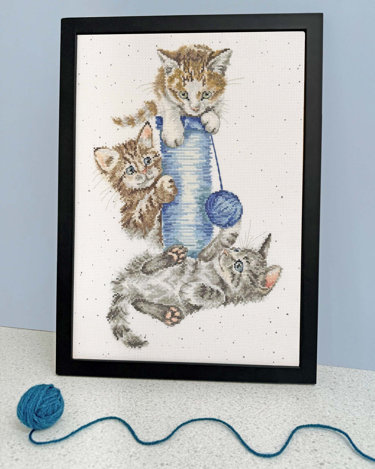 Three's A Crowd Cross Stitch Kit with Zweigart fabric, stranded cottons, needle, and instructions