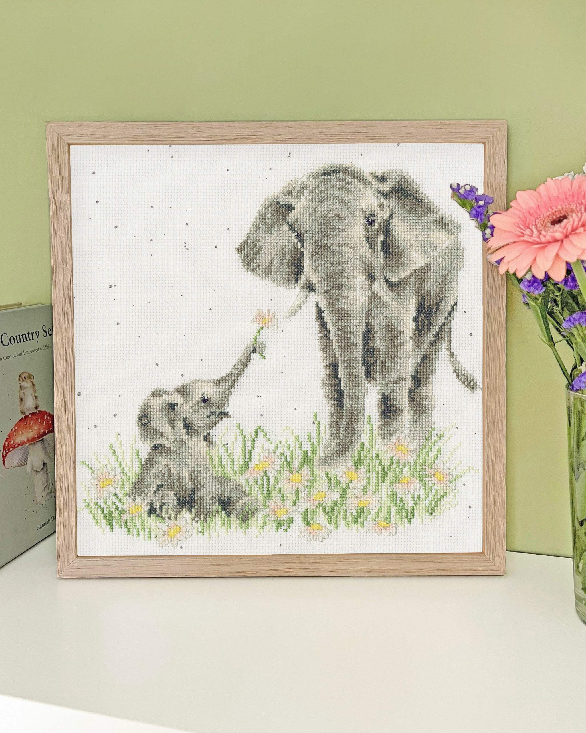 Bloom And Grow Cross Stitch Kit with Zweigart fabric, stranded cottons, needle, and instructions for 26cm square design