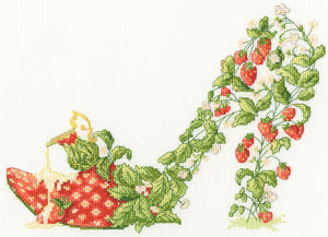 Strawberries and Cream (Shoes) Cross Stitch Kit - Bothy Threads