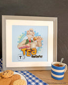 Wallace & Gromit Smashing Tea cross stitch kit with printed Aida fabric and needle