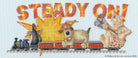 Wallace & Gromit Steady On! cross stitch kit with 16 count ice blue Aida and cotton threads