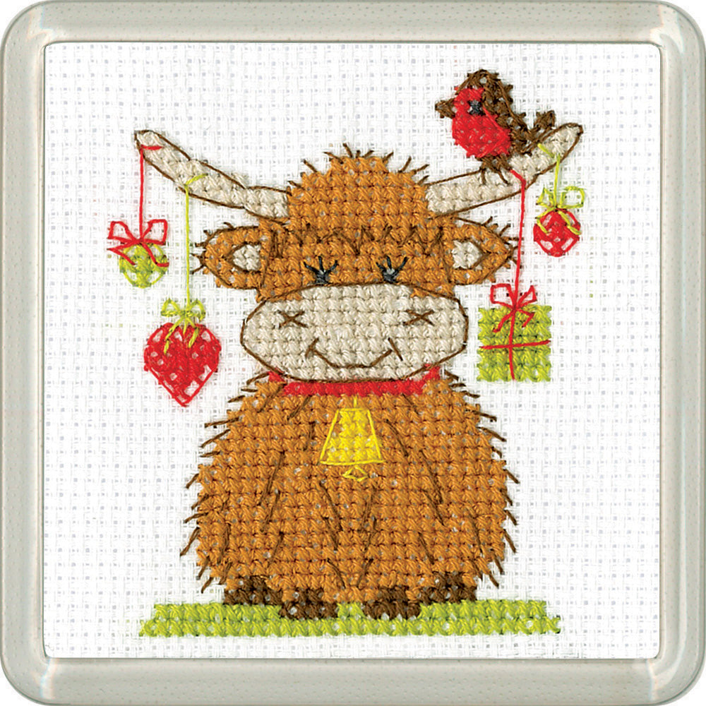 Highland Heart Coaster Cross Stitch Kit Heritage Crafts Cotton Club