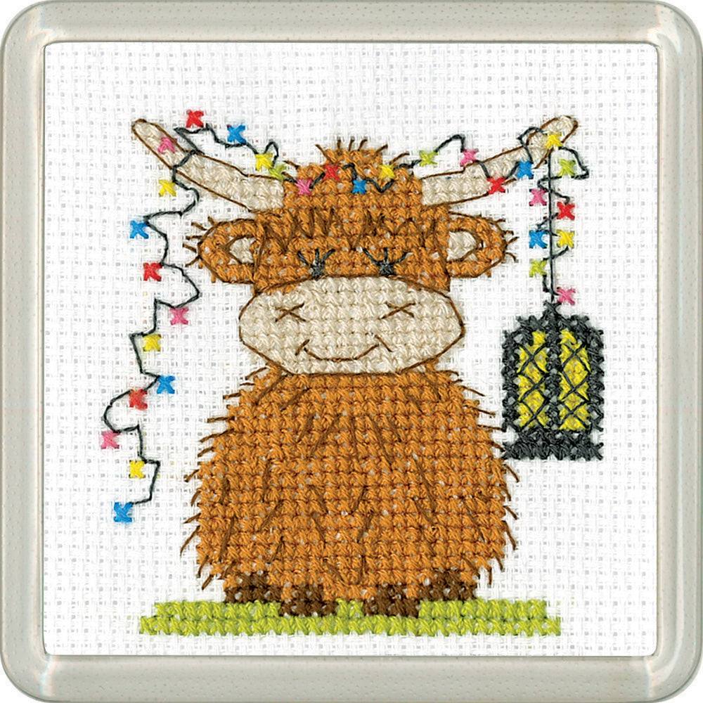 Highland Lantern Coaster Cross Stitch Kit Heritage Crafts Cotton