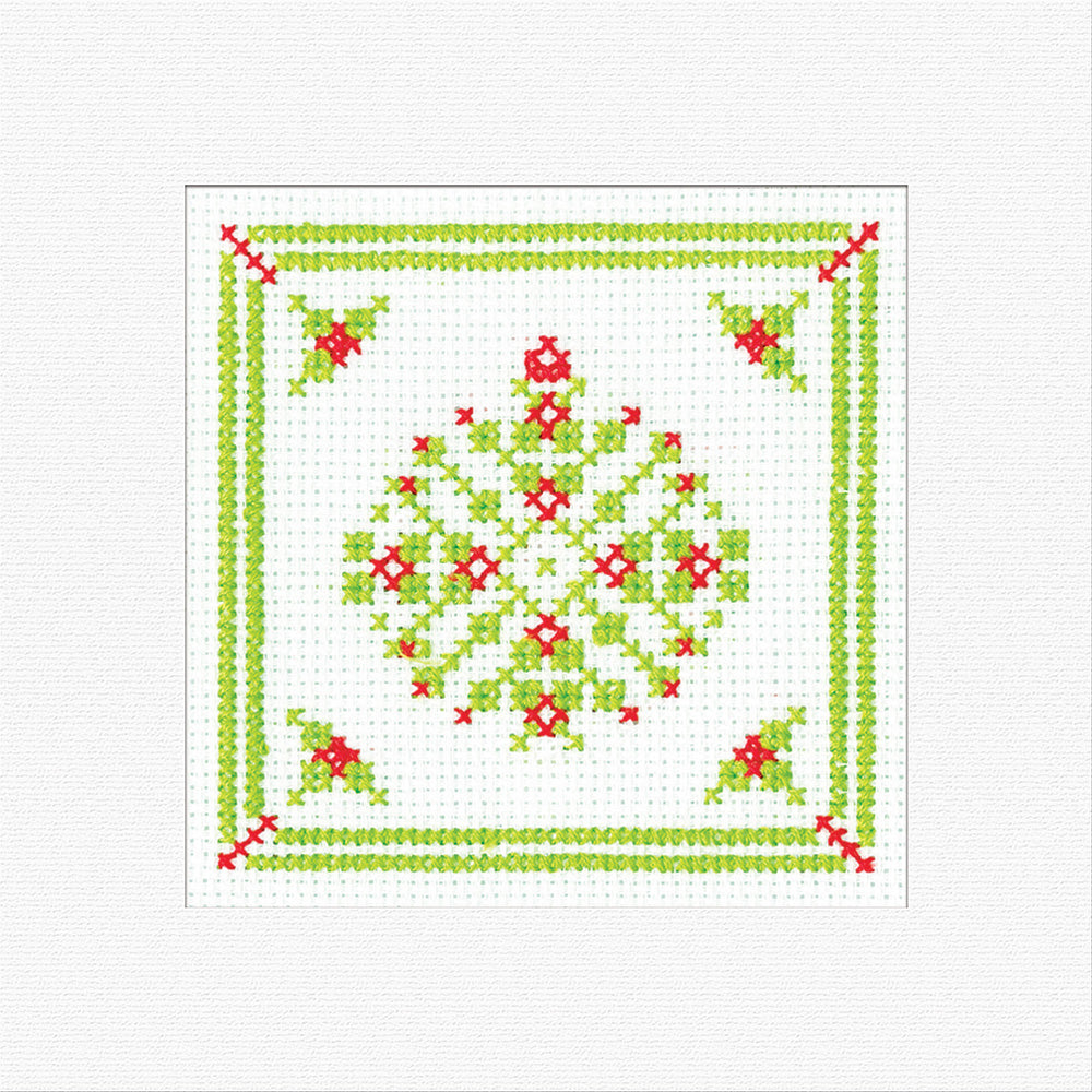 Holly Filigree Christmas Bauble Card Cross Stitch Kit