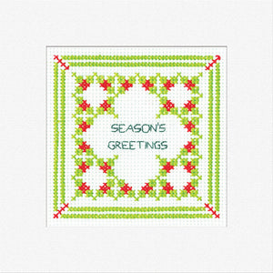Holly Filigree Seasons Greetings Card Cross Stitch Kit
