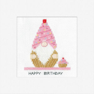 Gonk Birthday Cupcake Card Cross Stitch Kit