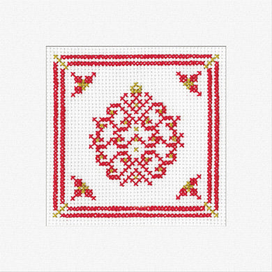 Red Filigree Christmas Bauble Card Cross Stitch Kit