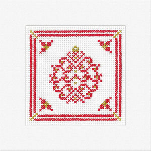 Red Filigree Christmas Bauble Card Cross Stitch Kit
