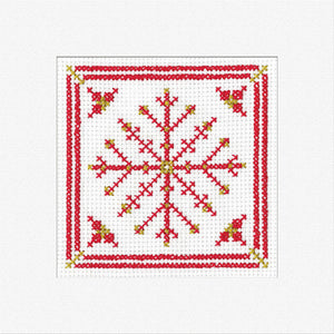 Red Filigree Christmas Snowflake Card Cross Stitch Kit