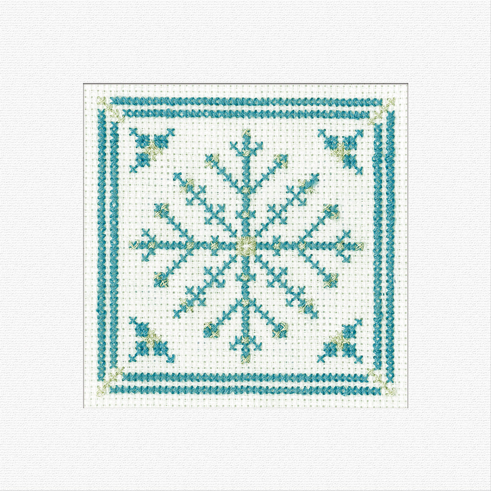 Teal Filigree Christmas Snowflake Card Cross Stitch Kit