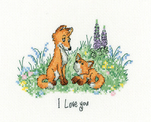 I Love You - Little Fox Cross Stitch Kit