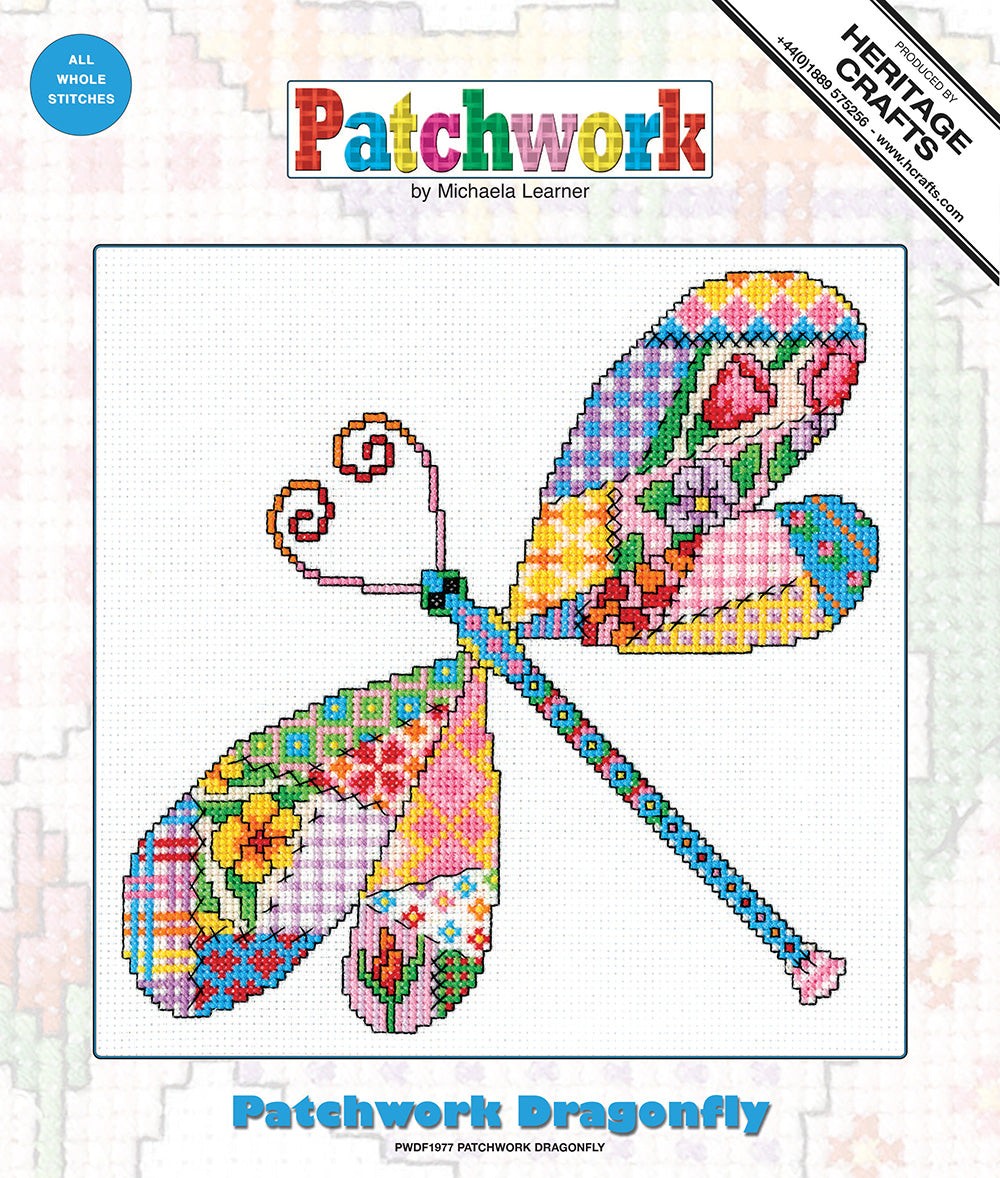 Patchwork Dragonfly Cross Stitch Kit - Complete Embroidery Craft Set ...