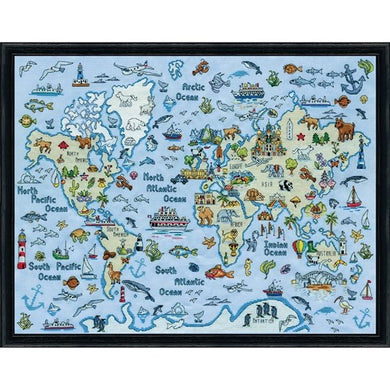 World Map Cross Stitch Kit