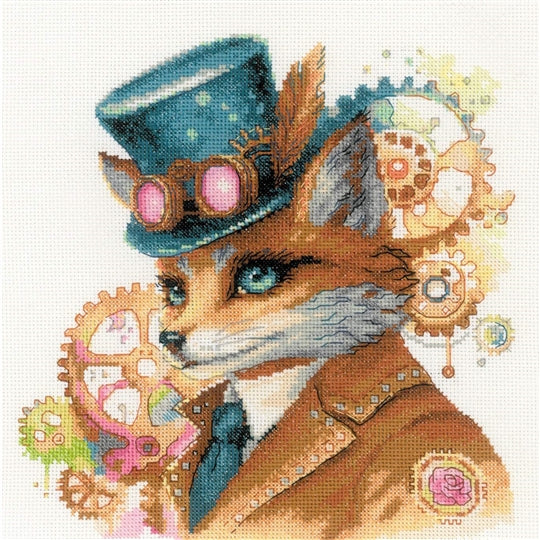 Steampunk Fox Cross Stitch Kit
