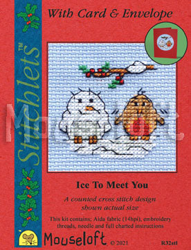 Ice To Meet You Stitchlets Christmas Card Cross Stitch Kit