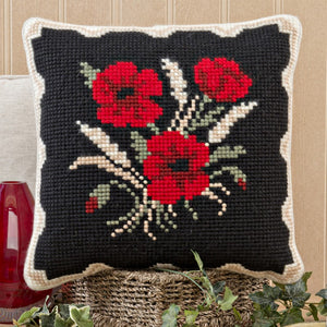 Poppies and Corn Cross Stitch Cushion Front Kit