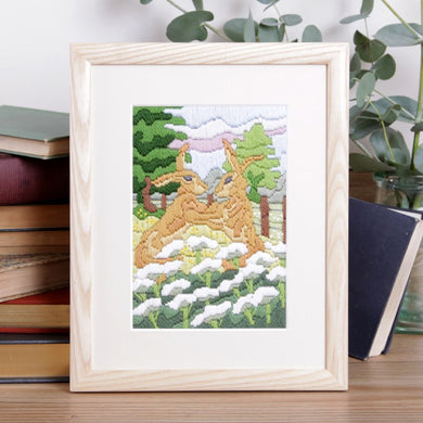 Hares in Meadow Long Stitch Kit