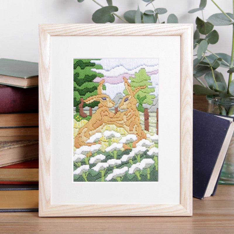 Hares in Meadow Long Stitch Kit