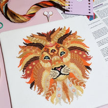 Load image into Gallery viewer, Mandala Lion Cross Stitch Kit