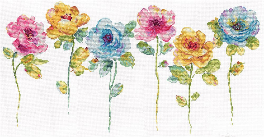 Watercolour Floral Row Cross Stitch Kit