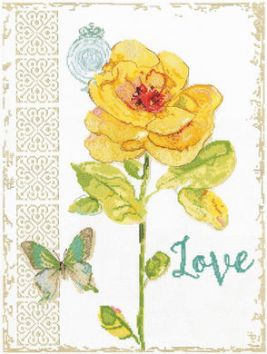 Yellow Floral Love Cross Stitch Kit