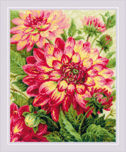 Load image into Gallery viewer, Dahlias Cross Stitch Kit