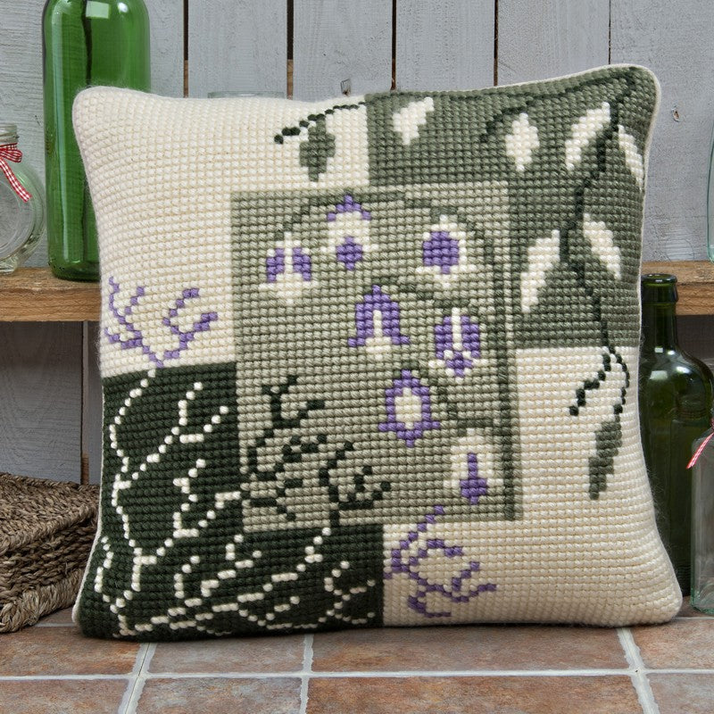 Mosaic Harebells Cross Stitch Cushion Front Kit