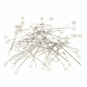 Pins - Plastic Head, Nickel Plated Steel - White - 60 Pieces