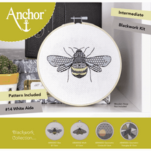 Load image into Gallery viewer, Blackwork Bee Embroidery Kit