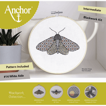 Load image into Gallery viewer, Blackwork Moth Embroidery Kit