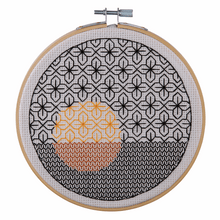 Load image into Gallery viewer, Blackwork Geometric Circles Embroidery Kit