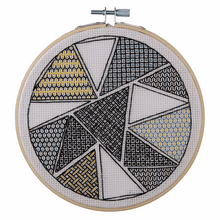 Load image into Gallery viewer, Blackwork Geometric Triangles Embroidery Kit