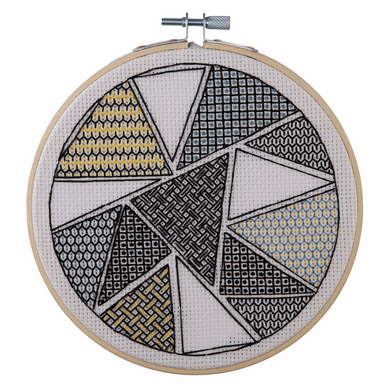 Blackwork Geometric Triangles Embroidery Kit