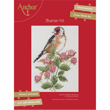 Load image into Gallery viewer, Goldfinch and Berries Starter Cross Stitch Kit