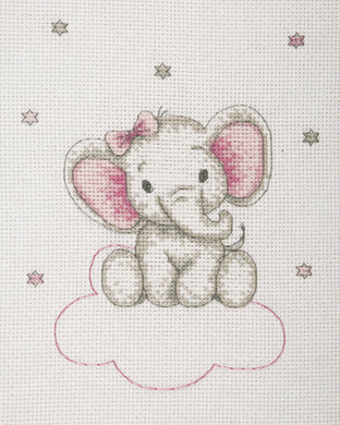 Elephant on Clouds (Pink) Cross Stitch Kit