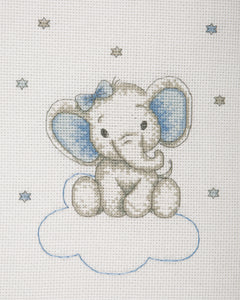 Elephant on Clouds (Blue) Cross Stitch Kit