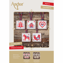 Load image into Gallery viewer, Christmas Tag/Decoration (Red/Blue) Cross Stitch Kit