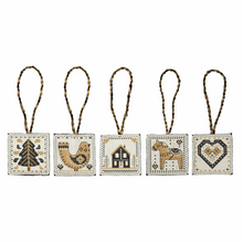 Load image into Gallery viewer, Christmas Tag/Decoration (Black/Gold) Cross Stitch Kit