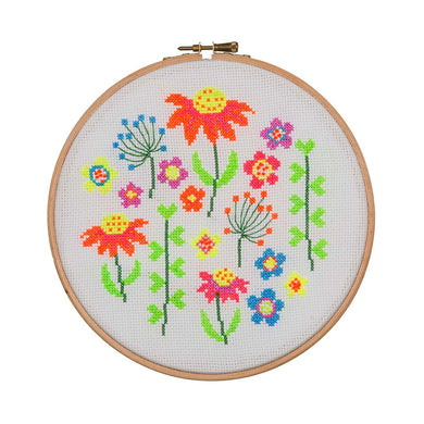 Neon Scatter Floral Cross Stitch Kit