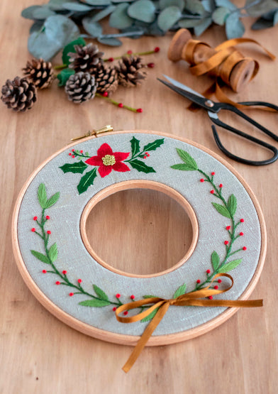 Christmas Embroidered Wreath ~ Downloadable PDF